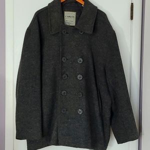 Men's lined wool mid length trench XL EUC